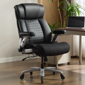 500lbs Big and Tall Office Chair with Adjustable Lumbar Support, Executive Office Chair Heavy Duty with Flip-up Armrest and Wider Seat
