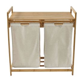 DUAL COMPARTMENT BAMBOO LAUNDRY HAMPER