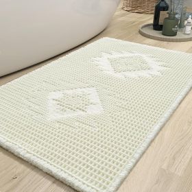 Waffle Bathroom Runner Rug, Super Absorbent Bath Mat, Machine Washable Non Slip Bath Rug with Tassels