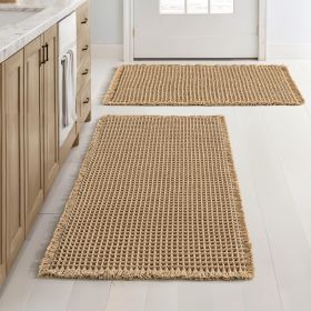 Two-piece waffle-knit bathroom rug set, super absorbent bathroom mat, ultra-soft rubber-backed shower mat, suitable for bathroom floors