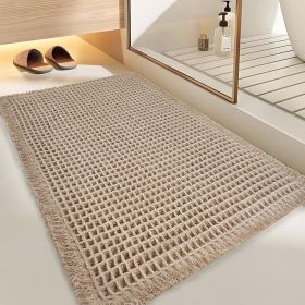 Waffle Bath Mat, 17x24 Brown Bathroom Mat with Super Absorbent, Machine Washable Non-Slip Bathroom Mat Comfortable and Soft