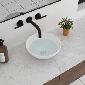 13 Inch Round White Ceramic Vessel Counter Bathroom Sink without Faucet