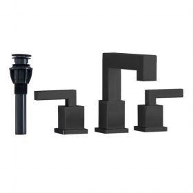 Matte Black Widespread Bathroom Faucet, Waterfall Bathroom Faucets for Sink 3 Hole