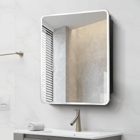 20x28 inch Silver Metal Framed Wall mount or Recessed Bathroom Medicine Cabinet with Mirror