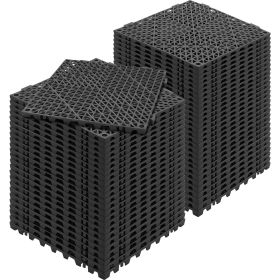 VEVOR Interlocking Tile 55PCS Black, Drainage Tiles 12" x 12" Splicing, PVC Interlocking Drainage Floor Tiles, Non-Slip Drainage Holes for Restro