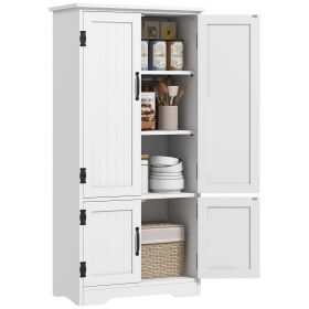 HOMCOM 64" Tall Kitchen Pantry Cabinet with Motion Sensor Light, Spice Racks and Adjustable Shelves, White